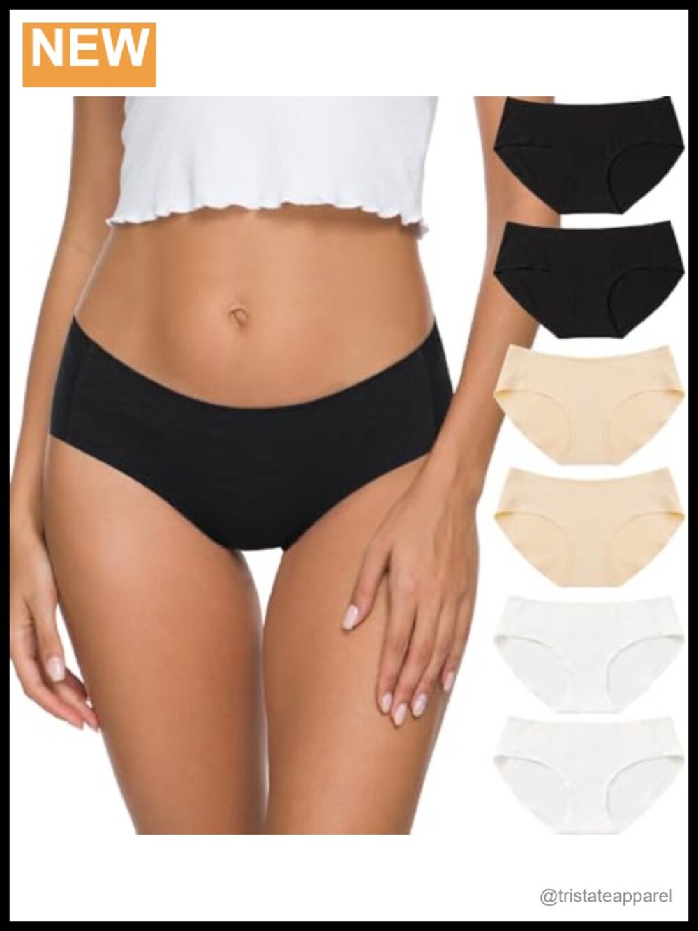 Seamless Cotton Hipster Bikini Briefs No Show Panties 6 Pack